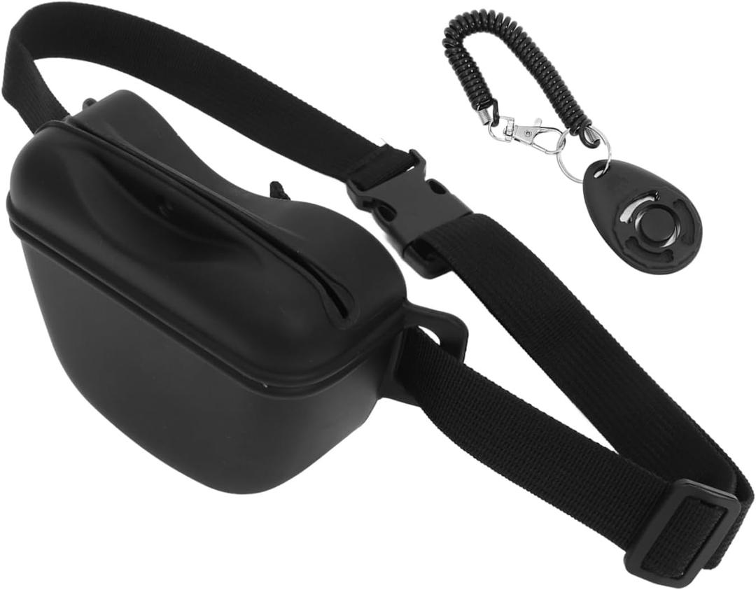 1set Outdoor Dog Treat Training Bag Portable Pet Food Pouch Lightweight Snack Holder for Dog Training Includes Clicker for Outdoor Adventures (Black)