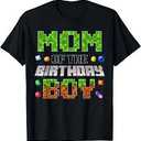 Mom Of The Birthday Boy Game Pixel, Birthday Party T-Shirt, Size L