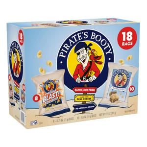 Pirate's Booty Aged White Cheddar and Cheddar Blast Cheese Puffs Variety Pack, Gluten-Free, Kids Snacks, 0.5oz and 0.75oz (18ct) (EXP 01/16/27)