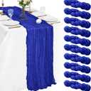 10 Pack Royal Blue Cheesecloth Table Runner 21x120 Inches Boho Gauze Table Runners, Rustic Semi Sheer Cheese Cloth Fabric for Easter Wedding Party Baby Shower, Long Vintage Table Runner for Dining