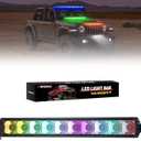 4WDKING App Control RGB LED Light Bars for Jeep Pickup ATV UTV Motorcycle Cars with Bracket and Wire,IP68&IP69K Waterproof Multi-Color Screwless Dual Row Offroad Fog/Driving LED Spot Light (20 inch)