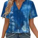 WEESO Womens Tops Summer Short Sleeve V Neck Blouses Business Casual Loose Fit Tshirts Trendy Fashion Outfits (L)