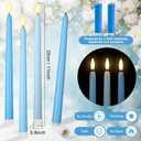 Macarrie 24 Packs Flameless Taper Candles Battery Operated Fake 11 Inch Long Candlelight LED Flameless Candlesticks Flickering Tapered for Spring Summer Wedding(Mixed Blue)