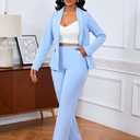 Ophestin Business 2 Piece Pant Suits for Women Dressy Blazer Straight Leg Pantsuit Set Formal Casual Office Work Outfits,medium