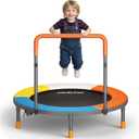 JOY SPOT! Premium 3FT Foldable Toddler Trampoline for Kids Ages 1-6, 36 Inch ASTM Certified Mini Trampoline with Adjustable Handle, 100 lbs Capacity, Quiet Elastic Bands, Safe for Indoor Outdoor Use