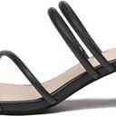 Athlefit Women's Strappy Block Chunky Heels Fashion Square Open Toe Slip On Heeled Sandals 7.5