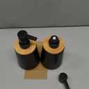 Soap Dispenser Plastic Bamboo with Pump Liquid Hand Lotion Dispenser for Shampoo Bathroom Kitchen 12 oz Black 2 Pack