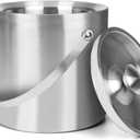 DREAMYO 3L Double Wall Insulated Stainless Steel Ice Bucket with scoop for Cocktail Bar,Metal Ice Bucket for freezer with Lid for parties.ice Container,bar cart accessories (Silver) (3.0 Liters)