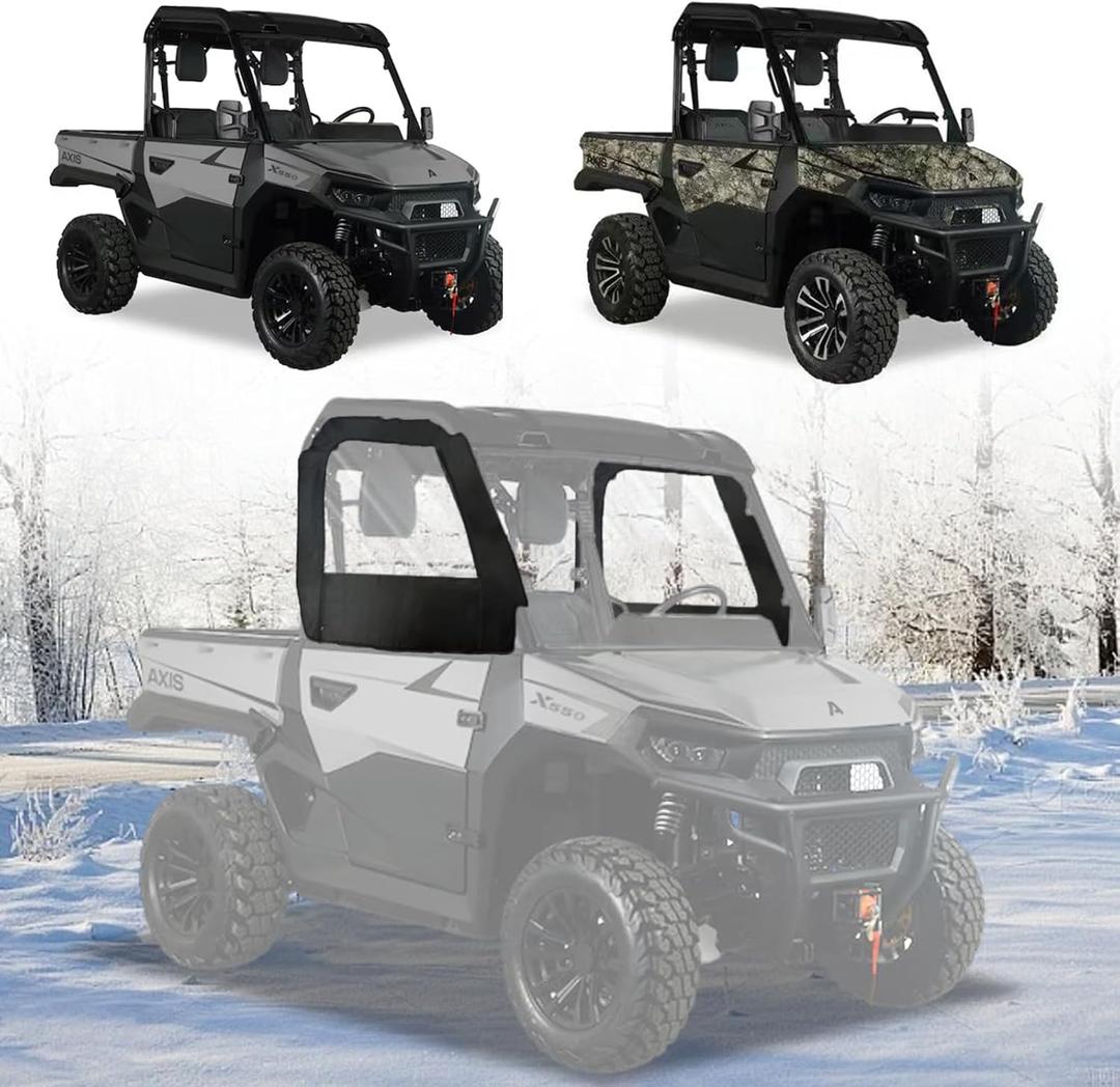 Chikia Axis X550 Soft Side Half Doors Cab Enclosure Windshield Compatible with Axis X550 Xs750 with Zipper Window Waterproof Tear-Resistant and Windproof