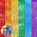 Rainbow Fringe Curtain Party Streamers 2Pack 3.3 x 8.3 Ft Foil Fringe Backdrop Curtains for Birthday Wedding Bridal Baby Shower Holiday Tinsel Streamers Rainbow Party Decorations Door Streamer