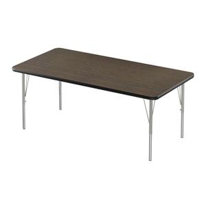 Correll 30"x72" Rectangular Classroom Activity Table, Height Adjustable Walnut Durable Thermal Fused Laminate Top, School Furniture, Made in The USA