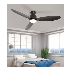 52in Quiet Ceiling Fan with LED Light DC motor Large Air Volume Remote Control 3 Solid Wood Blades,Ceiling Fan for Kitchen Bedroom Dining room Patio