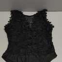 RARITYUS Women Sexy Lace Bodysuit Jumpsuit See Through Mesh Sleeveless/Long Sleeve Tops Swimsuit for Party Outfit, size L-XL, Black