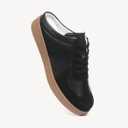 NEWBELLA Women's No Heel Sneakers Mule Shoes Vintage Suede Slip On Casual Low-top Flat Shoes Comfortable Lace Up Closed-Toe Walking Shoes