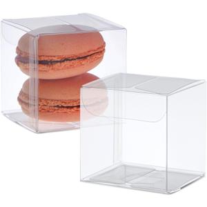 Juvale Wedding Favor Boxes - 100-Pack 2" x 2" x 2", Clear Plastic - Transparent Gift Boxes for Macarons - Cookies & Treats