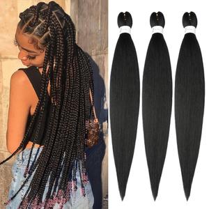 Braiding Hair Extensions 26 Inch Pre stretched Braiding Hair Hot Water Setting Synthetic Hair Black# (1B#)
