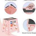 ACKO Folding Step Stool 13 inch Height Premium Heavy Duty Foldable Step Stools for Adults and Kids, Kitchen Plastic Small Collapsible Stepping Stool Hold Up to 300 LB Dot Pink (1 Pack)
