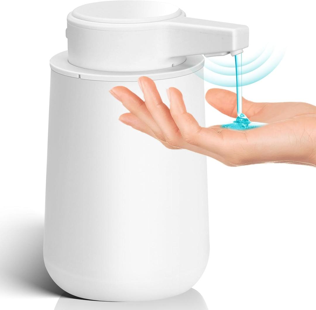 Automatic Soap Dispenser Liquid Touchless: 9oz Plastic White 3-Level Adjustable Modern Rechargeable Electric Smart Auto Soap Dispenser - Bathroom Kitchen Hand Dish Lotion