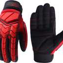 HLDD HANDLANDY Anti Vibration Work Gloves  Heavy Duty Safety Gloves for Mechanic, Power Tools, Construction, and Landscaping (X-Large, Red-sbr Padded Palm)