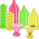 Neon Glow Party Supplies Glow in the Dark Disposable Plastic Martini Glasses - 54 Pack 5oz BPA-Free Cups with Removable Base, Reusable Plastic Martini Glasses for Party, Wedding, Halloween