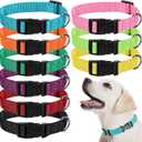 9 Pieces Adjustable Dog Collar for Animal, Soft Nylon Pets Puppy Collar with Quick Release Buckle Holder Bulk for Dogs Walking Running Training(Medium,Bright Colors)