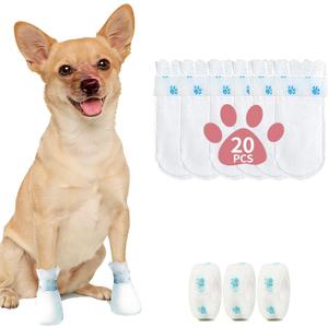 Disposable Dog Booties for Paw Protection - Waterproof, Adjustable Self-Adhesive Straps, 20 Count Dog Shoes for Indoor & Outdoor Use, Walking, Hiking, Pos (S2.5-7.5KG)