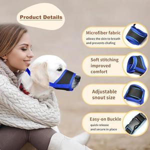 HEELE Dog Muzzle,Soft Nylon Muzzle Anti Biting Barking Chewing,Air Mesh Breathable Drinkable Adjustable Loop Pets Muzzle for Small Medium Large Dogs 4 Colors 4 Sizes (Blue, M)