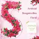 Thiccywoov 24 Pcs 70.8" Artificial Bougainvillea Flowers Garland Totally 141.4 ft Fake Silk Bougainvillea Vines Long Plant Faux Wreaths for Centerpieces Runner Wedding Arch Wall (Rose Red), 5.9 Ft