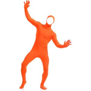 Aniler Men's and Women's Spandex Open Face Full Body Zentai Costume Bodysuit (Medium, Orange)