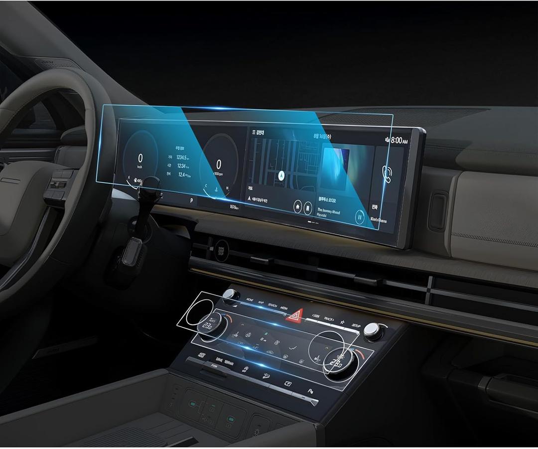 CDEFG For 2024 2025 2026 Hyundai Santa Fe Screen Protector - 12.3 Inch All-in-One 9H HD Tempered Glass & AC - Santa Fe (SE, SEL, XRT, Limited, Calligraphy) Touchscreen Accessories