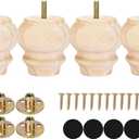 Maricome 3 Inch Unfinhsed Bun Feet Predrilled M8 Bolt Replacement Legs Couch Ottoman Sofa Wood Furniture Legs Set of 4 Screw in