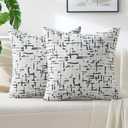 FUTEI Black White Decorative Throw Pillow Covers 20x20 Inch Set of 2,Soft Cozy Cross Texture Chenille Jacquard Cushion Cases,Modern Home Decor for Couch Bed Living Room