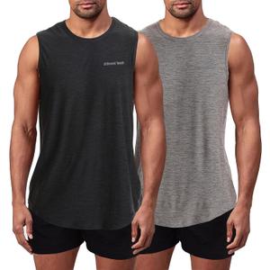 Different Touch Mens 2 Pack Active Gym Workout Sleeveless Shirts Quick Dry Crew Neck Muscle Tank Top (XL) Different Touch Mens 2 Pack Active Gym Workout Sleeveless Shirts Quick Dry Crew Neck Muscle Tank Top (XL)