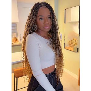 Goddess Boho Box Braids Crochet Hair - 7 Packs 18 Inch Bohemian Crochet Braids for Women Synthetic Pre-looped Braiding Hair Extensions, 1B/27