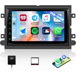 2G+64G Android Car Radio Stereo for Ford F150 2004-2008 / F250 F350 2006-2010, 7" IPS HD Touch Screen Car Stereo with Wireless CarPlay Andriod Auto, Bluetooth, GPS, SWC, WiFi, ASP, RDS FM Head Unit