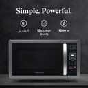 Farberware 1.1 Cu. Ft. Countertop Microwave Oven 1000 Watts Power, Auto Cook Settings, Defrost, Easy Clean and Child Safety Lock - Stainless