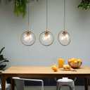 Pendant Light Modern Minimalist Hanging Lamp with Spherical Glass Shade and Brass Metal Ring Adjustable Height for Dining Room Bedroom Living Room (Clear)