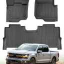 Floor Mats for Ford F150 SuperCrew Cab 2015-2024 2025/for Lightning 2022-2025 (Only for Front Bucket Seat w/Under Seat Storage Box),All Weather Floor Liners for F-150 Waterproof Anti-Slip Accessories