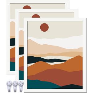 White 20x24 Picture Frame Set of 3, High Transparent Frame for 20 By 24 Photo Collage Canvas Poster Size Wall Mount and Tabletop Horizontally Vertically (White, 20 x 24 inches)