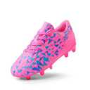 DREAM PAIRS Boys Girls Soccer Cleats Youth Firm Groud Athletic Outdoor Trainning Football Shoes for Little/ Big Kid, Size 2 Little Kid, Fuchsia/ Pink/ Royal/ Blue
