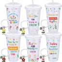 Sliner 6 Set Back to School Teachers Appreciation Gifts Thank You for Helping Me Grow Cups with Lids and Straws with Flower Keychain 24oz Inspirational Tumblers Graduation Teacher Supplies for Women