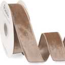 Ribbli Camel Velvet Wired Ribbon 1.5 Inch Velvet with Satin Christmas Ribbon for Gift Wrapping Christmas Tree Decoration Crafts Wreaths Supplies-Continuous 10 Yards