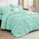 Bedsure Full Comforter Set Mint Green - Bed in a Bag Full Size Bedding Set 7 Pieces, GentleSoft Pintuck Bed Set Gift for Family, All Season Down Alternative Comforter with Sheets, Pillowcases & Shams