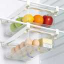 2 x URALFA Fridge Drawer Organizer, Adjustable Refrigerator Drawers for Fruit and Vegetable, Pull Out with Handle, Shelf Holder Storage Box, Fit for Fridge Shelf Under 1.1"