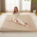 Mollydot Japanese Floor Mattress Twin Size, Futon Mattress with Cotton Washable Cover, Roll Up 2.5" Thick Tatami Mat, Portable & Foldable Floor Bed Mattress for Guest Room Dormitory (Coffee)