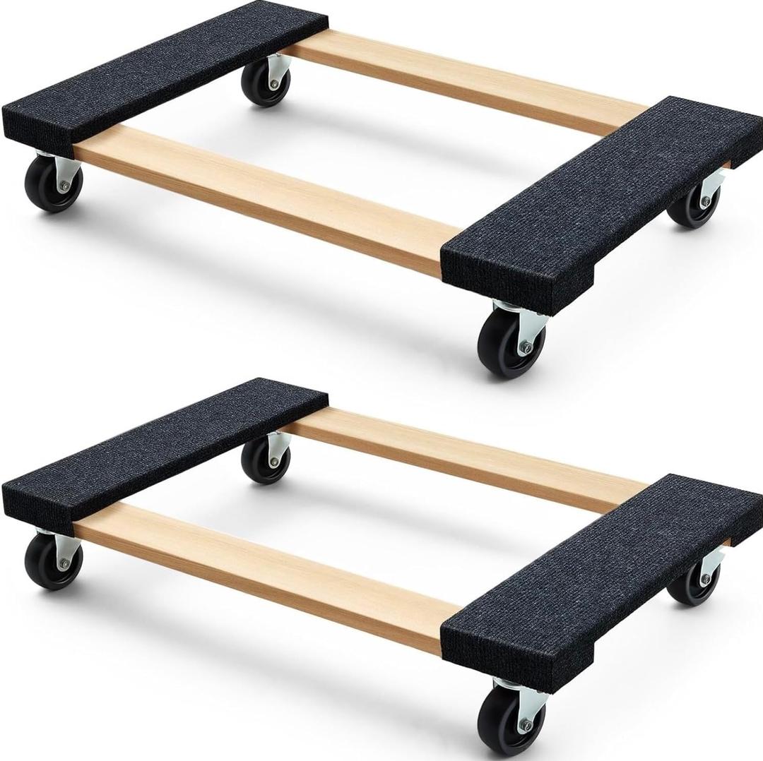 Simpli-Magic 79545 30 in. x 18 in. Hardwood Furniture Moving Dolly 1,320 lbs. Capacity 4 Swivel Wheels Heavy-Duty Furniture Dollies, 2 Pack