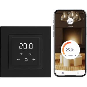 HEATIT Programmable Thermostat, WiFi Smart Thermostat for Electric Radiant Floor Heating with Touchscreen, 120V-240V Wide Voltage Range, Dual Sensing, Black