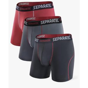 Separatec Mens Underwear with Pouch for balls Anti Chafing Underwear Men Athletic Sport Performance Long Boxer Briefs 3 Pack