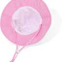 Baby Girl Sun Hat Toddler Beach Hats with UPF 50+ Protective Infant Summer Hat with Wide Brim Baby Girls Bucket Hat (0-6 Months, Navy Stripe Dy)