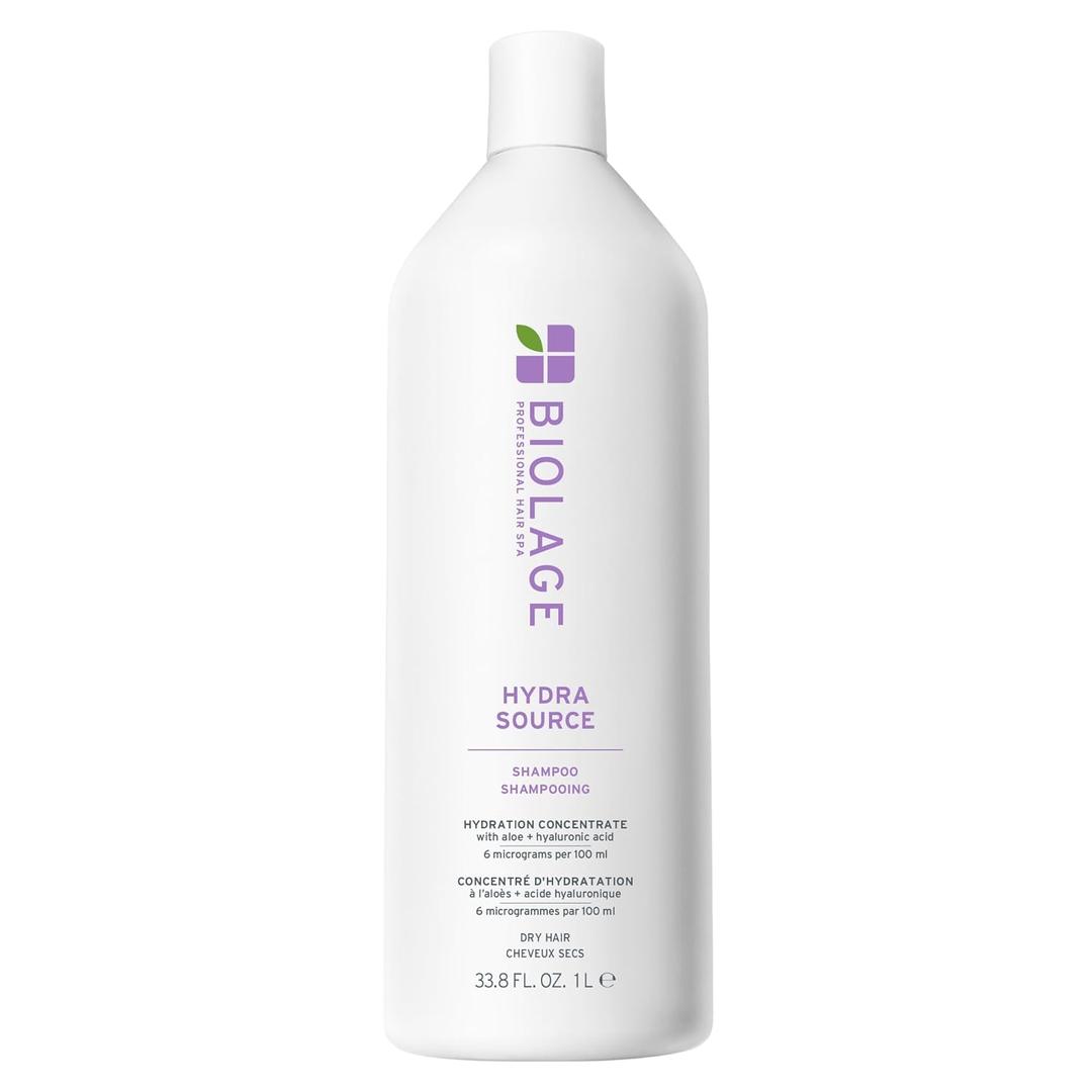 Biolage Hydra Source Shampoo - Softens, Moisturizes & Adds Shine, For Dry Hair, Infused with Micro-Filtered Aloe Vera & Fermented Hyaluronic Acid, Vegan & Paraben-Free (33.8 Fl Oz (Pack of 1)